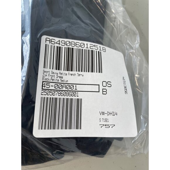 Sport Savvy Petite French Terry Zip Front Dress Size Medium Short Sleeve Black - Picture 2 of 7